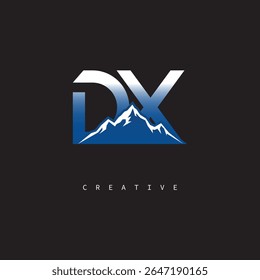 DX Creative Mountain Logo – Bold Gradient Letter mark Branding Design for Business  Outdoor Brands	
