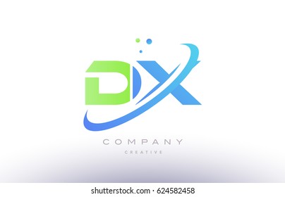 dx d x alphabet green blue swoosh letter company logo vector icon design template