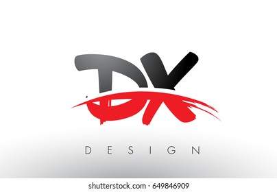 DX D X Brush Logo Letters Design with Red and Black Colors and Brush Letter Concept.
