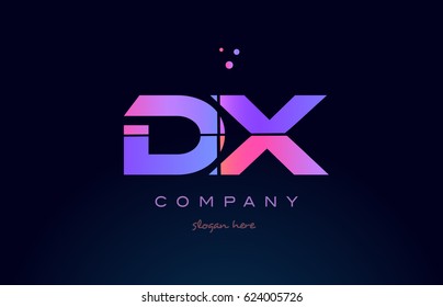 dx d x creative color blue background pink purple blue magenta alphabet letter company logo vector icon design