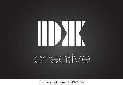 DX D X Creative Letter Logo Design With White and Black Lines.