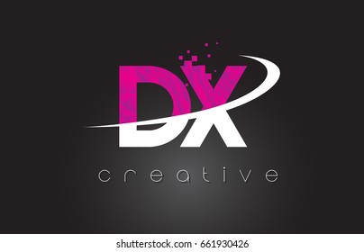DX D X Creative Letters Design. White Pink Letter Vector Illustration.