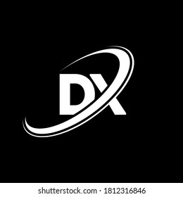 Diseño del logotipo de la letra DX D X. Letra inicial DX círculo enlazado monograma en mayúsculas logotipo rojo y azul. Logo DX, diseño D X. dx, d x