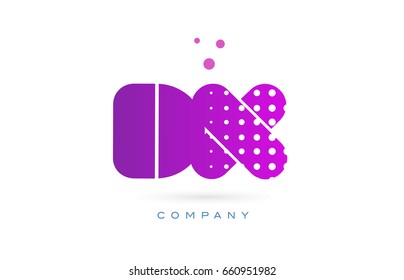 dx d x pink dots dotted letter logo alphabet creative company vector icon design template