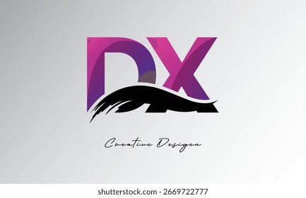 DX Gradient Brush Stroke Logo Símbolo de letra creativa moderna para marca y diseño de identidad con estilo