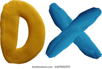 DX hecho a mano a partir de arcilla, vector