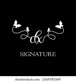 DX Handwritten initial letter, DX simple signature vector logo with butterfly shape variation, beauty, photography letter logo design . D X