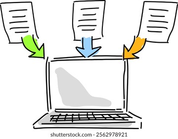 DX, image of digitalization hand drawing vector illustration