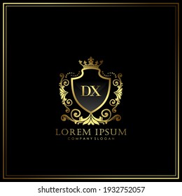 DX Initial Letter Luxury Logo template in vector art for Restaurant, Royalty, Boutique, Cafe, Hotel, Heraldic, Jewelry, Fashion and other vector illustration.