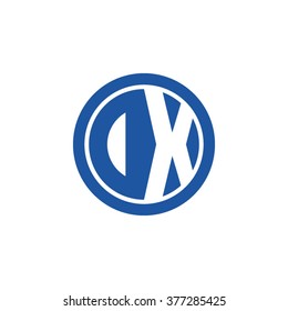 DX initial letters circle business logo blue