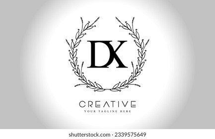 DX initial letters logo design template  with flower circle