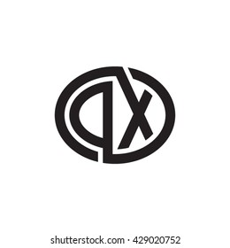 DX initial letters looping linked ellipse monogram logo