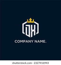 DX initial monogram logo design for hexagon style  crown elegant image