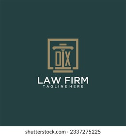 DX initial monogram logo for lawfirm with pillar design in creative square