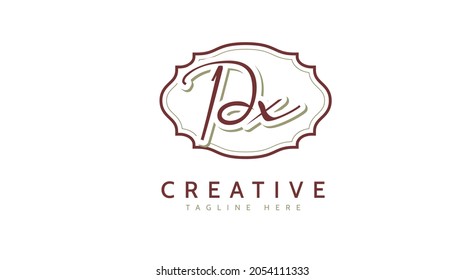 Dx Initials, handwriting logo vector