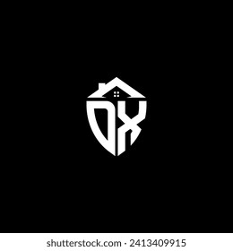 DX initials premium shield logo monogram with home designs modern templates