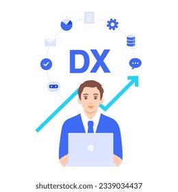 DX was introduced using digital technology. Image of the improved efficiency of the business.