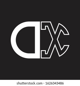 DX Letter logo monogram with oval shape negative space design template