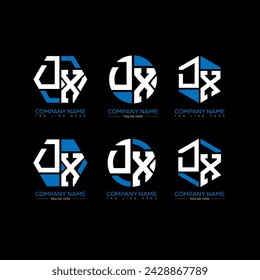 DX letter logo set design.DX monogram polygonal and circle shape vector. DX unique design.
