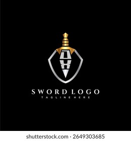 Monograma de luxo da letra DX para imagem estilo escudo e espada