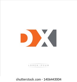 DX Logo Letter with Modern Negative space - Orange and Grey Color EPS 10