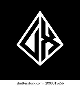 Monograma de letras del logotipo DX con diseño de forma prisma icono vectorial moderno