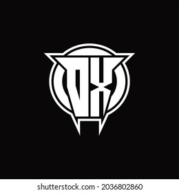 DX Logo monogram with circle rounded shape design template on black background