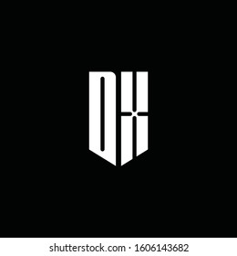 DX logo monogram with emblem style isolated on black background