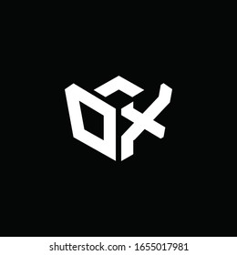 Monograma del logotipo DX con plantilla de diseño de cinta de estilo emblema