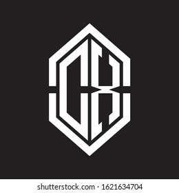 DX Logo monogram with hexagon shape and outline slice style with black and white