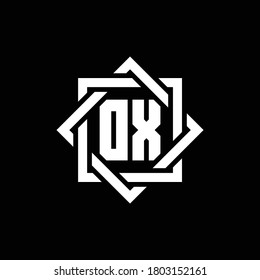 DX monogram logo with abstract square around design template
