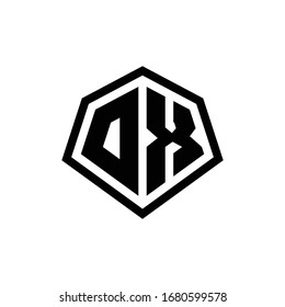 DX monogram logo with hexagon shape and line rounded style design template isolated on white background