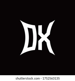 DX monogram logo with sharped shape design template isolated on black background