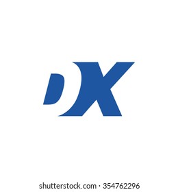 DX negative space letter logo blue