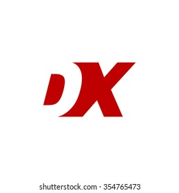 DX negative space letter logo red