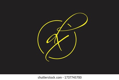 dx or xd Cursive Letter Initial Logo Design, Vector Template