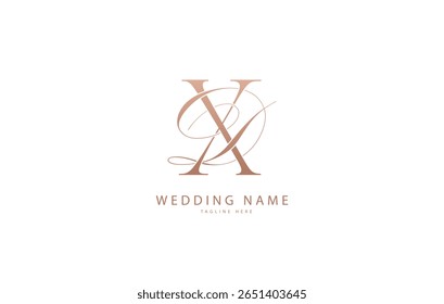 DX, XD Letras iniciales Logotipo de Boda Monograma