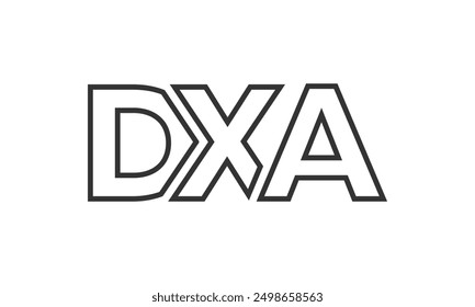 DXA logo design template with strong and modern bold text. Initial based vector logotype featuring simple and minimal typography. Trendy company identity ideal for businesses brand presence.