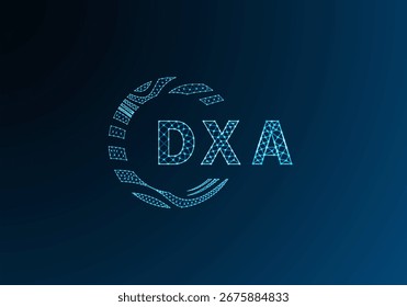 Diseño de Vector de logotipo de letra polivinílica baja DXA. Diseño de logotipo de poliéster inferior DXA. Diseño único del logotipo de baja poli de DXA.