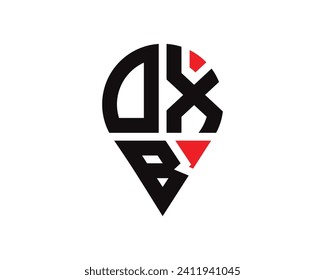 DXB letter location shape logo design