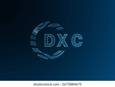 Diseño de Vector de logotipo de letra polivinílica baja DXC. Diseño de logotipo de poliéster inferior DXC. Diseño único del logotipo de baja poli de DXC.