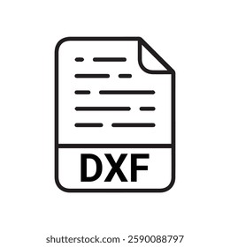 DXF file icon set. DXF file type symbol. File DXF format icon in black filled and outlined style isolated on transparent background.