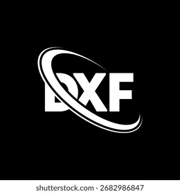 Logotipo de DXF. Letra DXF. Diseño del logotipo de la letra DXF. Logotipo de DXF inicial enlazado con el círculo y el logotipo del monograma en mayúscula. Tipografía DXF para tecnología, negocio y marca inmobiliaria.