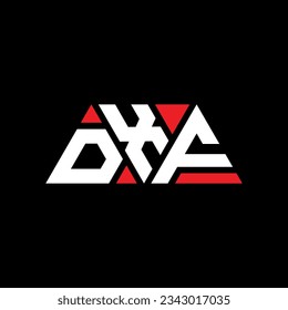 DXF triangle letter logo design with triangle shape. DXF triangle logo design monogram. DXF triangle vector logo template with red color. DXF triangular logo Simple, Elegant, and Luxurious design.