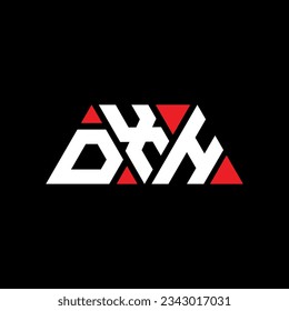 Diseño del logotipo de la letra triangular DXH con forma triangular. Monograma de diseño del logotipo del triángulo DXH. Plantilla de logotipo vectorial de triángulo DXH con color rojo. Logo triangular DXH Diseño sencillo, elegante y lujoso.