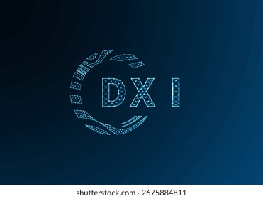 Diseño de Vector de logotipo de letra polivinílica baja DXI. Diseño de logotipo polivinílico inferior DXI. Diseño único del logotipo de baja poli de DXI.