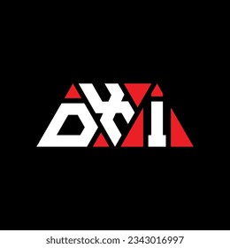 DXI triangle letter logo design with triangle shape. DXI triangle logo design monogram. DXI triangle vector logo template with red color. DXI triangular logo Simple, Elegant, and Luxurious design.