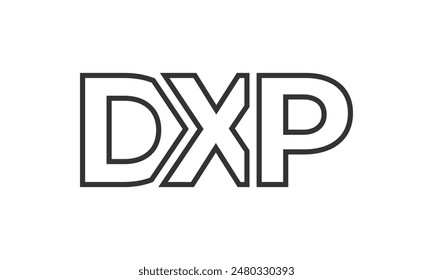 DXP logo design template with strong and modern bold text. Initial based vector logotype featuring simple and minimal typography. Trendy company identity ideal for businesses brand presence.