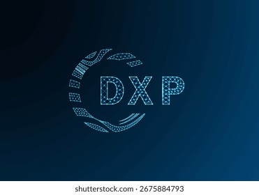 Diseño de Vector de logotipo de letra polivinílica baja DXP. Diseño de logotipo de poliéster inferior DXP. Diseño único del logotipo de baja poli de DXP.
