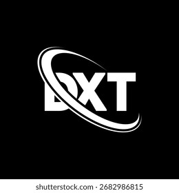 Logotipo de DXT. Carta DXT. Diseño del logotipo de la letra DXT. Logotipo de DXT inicial enlazado con el círculo y el logotipo del monograma en mayúsculas. Tipografía DXT para tecnología, negocio y marca inmobiliaria.